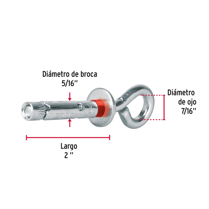 Taquete Expansivo Armella Cerrada 8x45mm 4 Pzas Fiero - Mundo Tool 