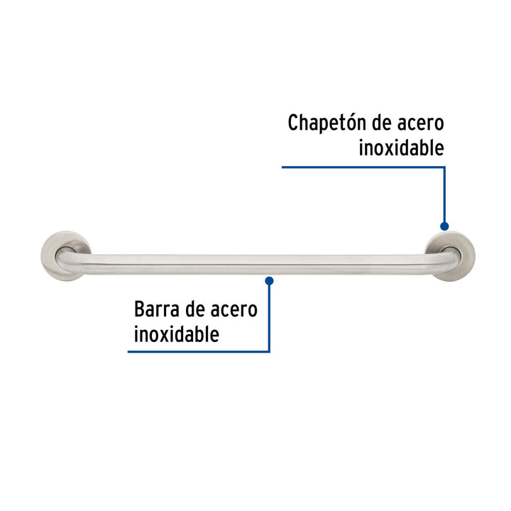 Barra recta de seguridad, acero inox, 1-1/4' x 60cm, Foset - Mundo Tool 