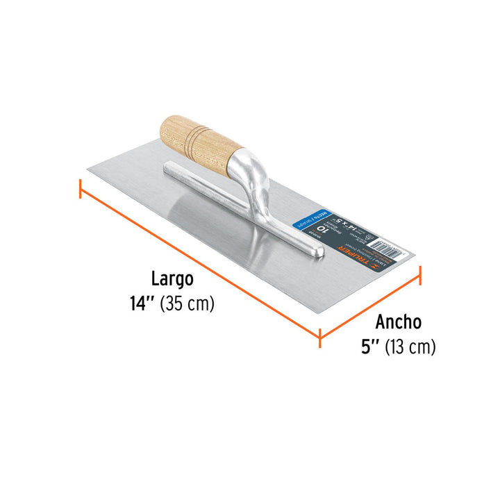 Llana canto recto 14', 10 remaches, mango de madera, Truper - Mundo Tool 