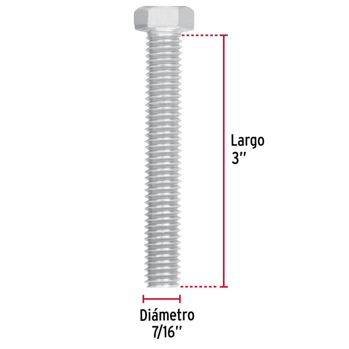 Tornillo tipo máquina, 7/16 x 3', bolsa con 30 pzas Fiero - Mundo Tool 