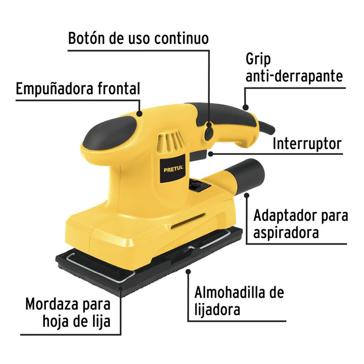 Lijadora Orbital 1/3 Hoja 150 W Pretul - Mundo Tool 