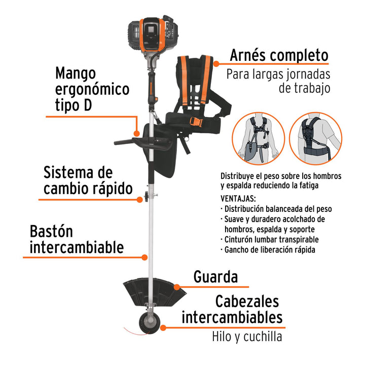 Desbrozadora multifuncional 4 en 1, a gasolina 45 cc, Truper - Mundo Tool 