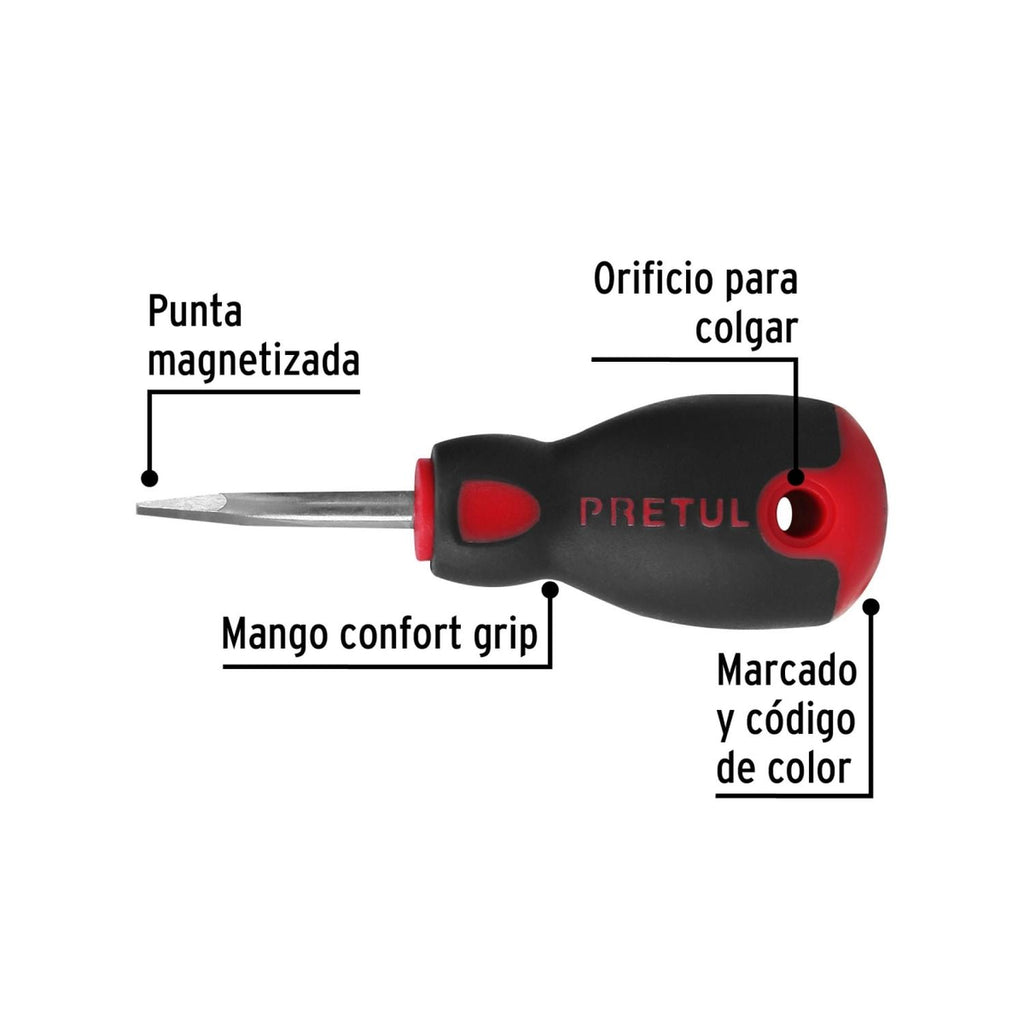 Desarmador plano1/4x1-1/2"mgo Comfort Grip Pretul - Mundo Tool 