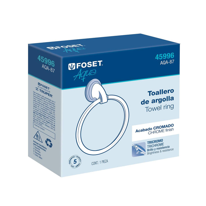 Toallero argolla metálico acabado cromo, Foset Aqua - Mundo Tool 
