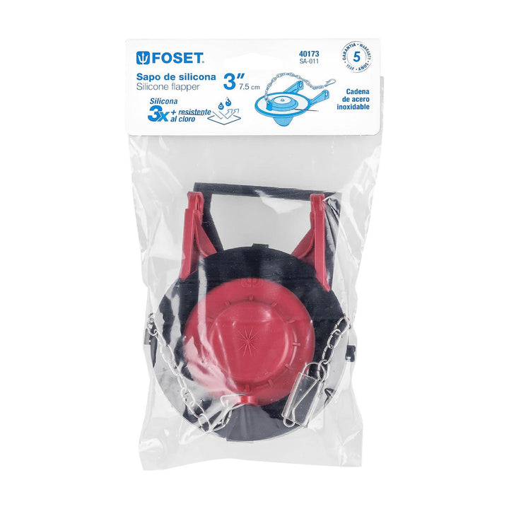 Sapo de 3” de silicona para WC,rojo,c/cadena de acero inox - Mundo Tool 