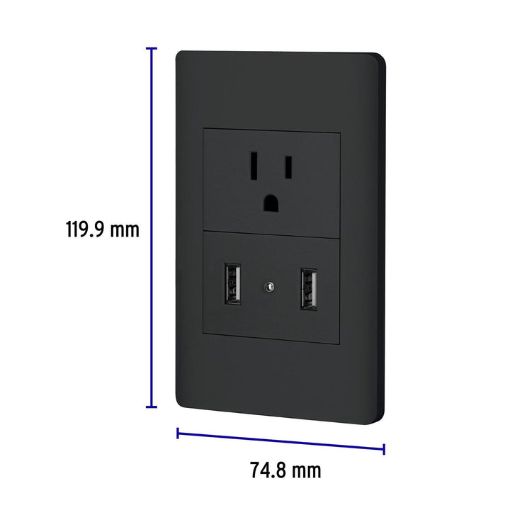 Placa armada negra contacto y 2 puertos USB 1.5 mód, Lisboa - Mundo Tool 