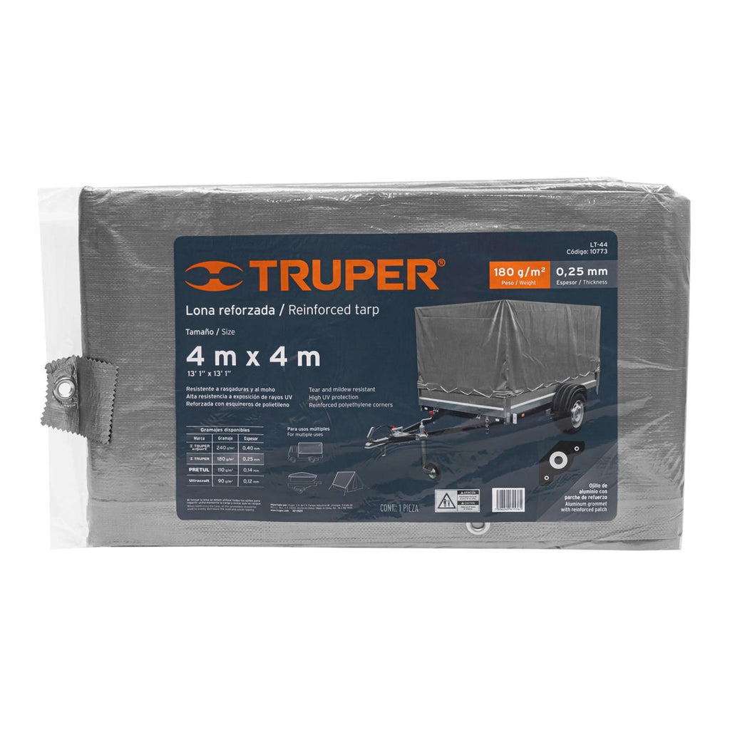 Lona gris reforzada 4 x 4 m, Truper - Mundo Tool 