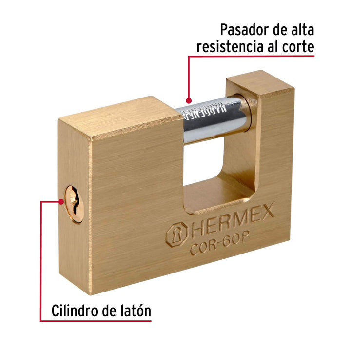 Candado De Latón Antipalanca 60 Mm Basic Hermex - Mundo Tool 