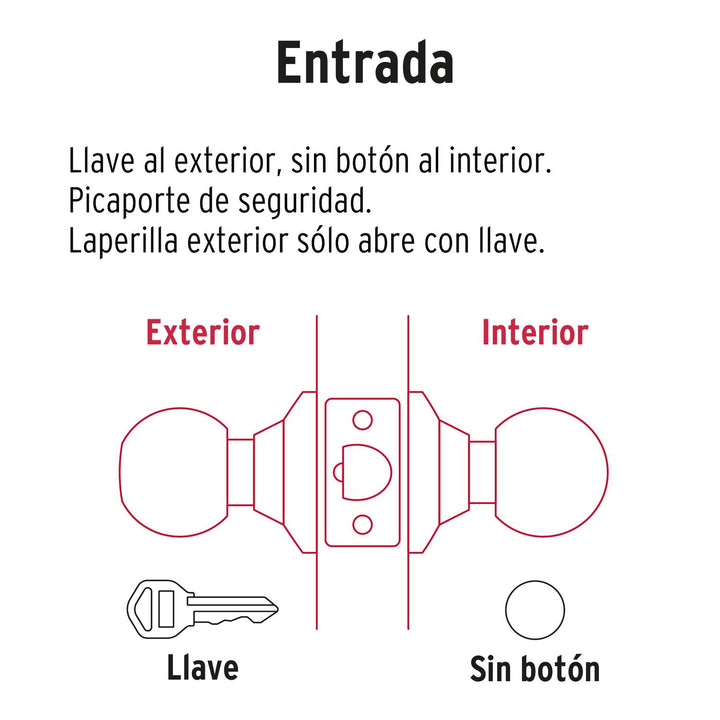 Cerradura pomo, negro, oval, entrada, Hermex - Mundo Tool 