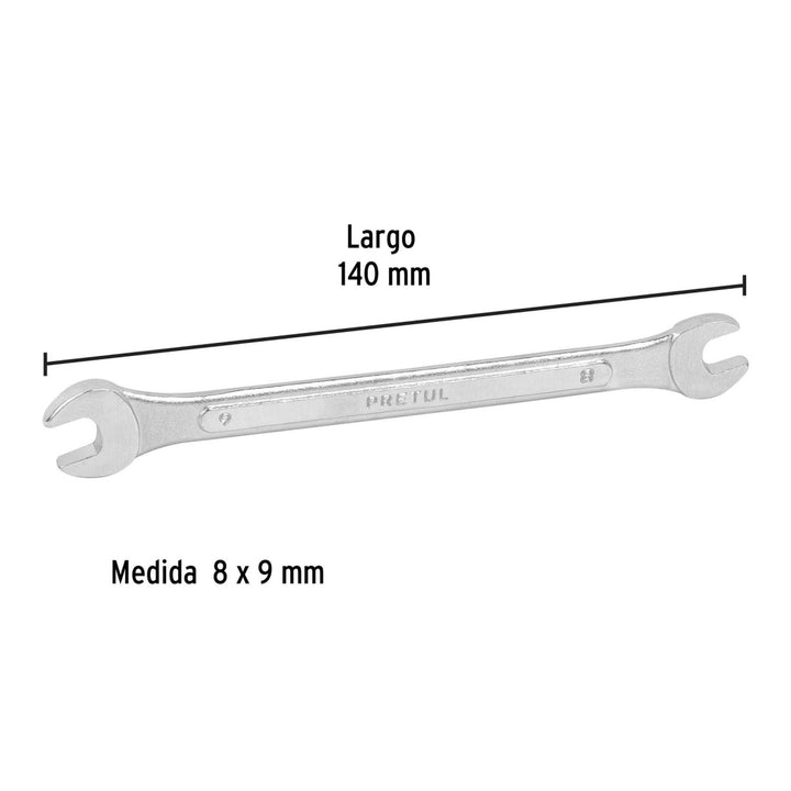 Llave Española Milimétrica 8 X 9 X 120 Mm Pretul - Mundo Tool 