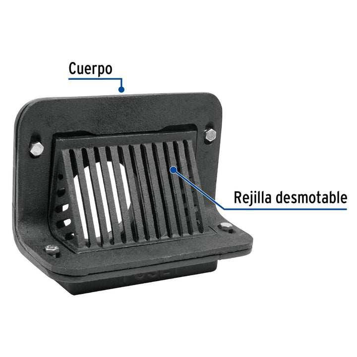 Coladera de hierro pretil para azotea, Foset - Mundo Tool 