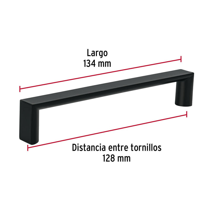 Jaladera de 128mm estilo 'Andamio' acabado negro, Hermex - Mundo Tool 