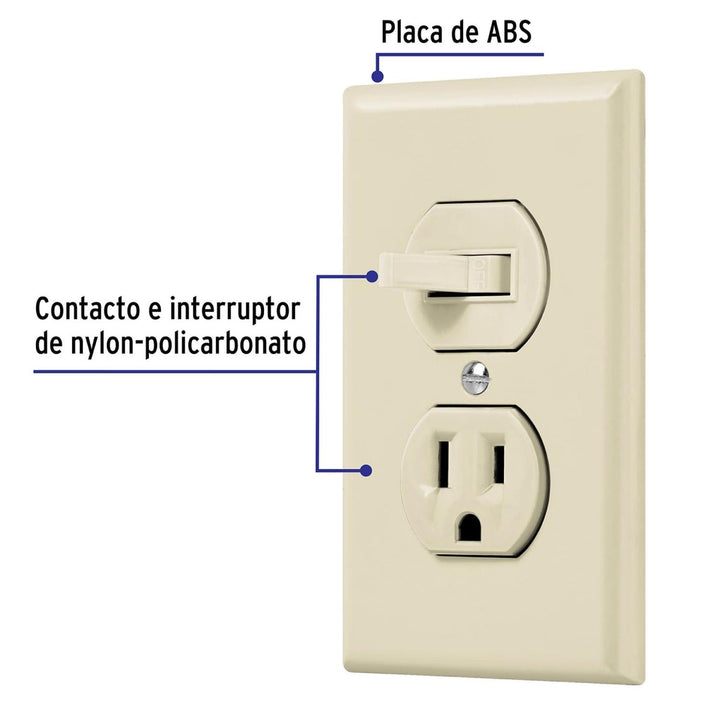 Placa armada interruptor y contacto, línea Standard, marfil Volteck - Mundo Tool 