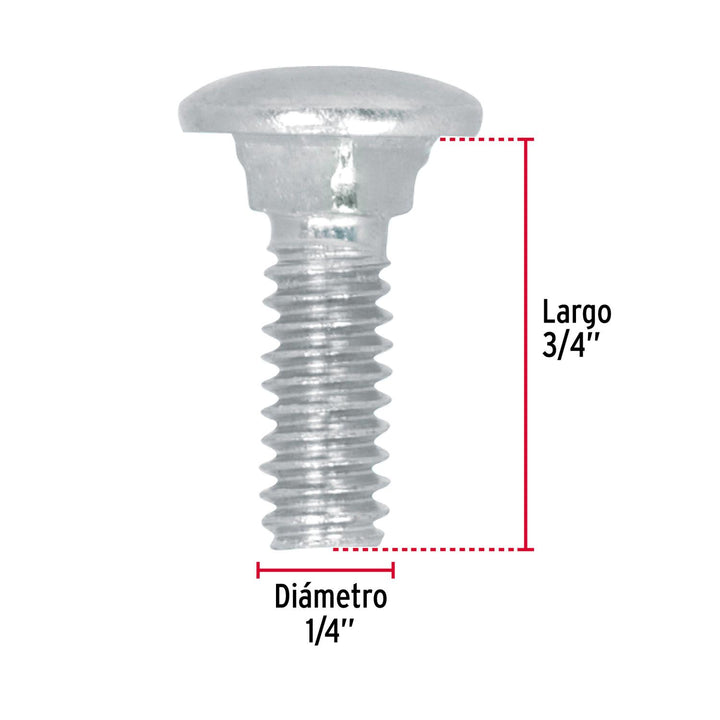 Tornillo tipo coche, 1/4 x 3/4', bolsa con 100 piezas Fiero - Mundo Tool 