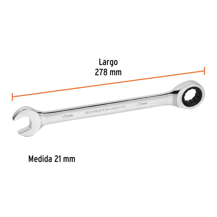 Llave Combinada Con Matraca Mm 21mm Truper - Mundo Tool 