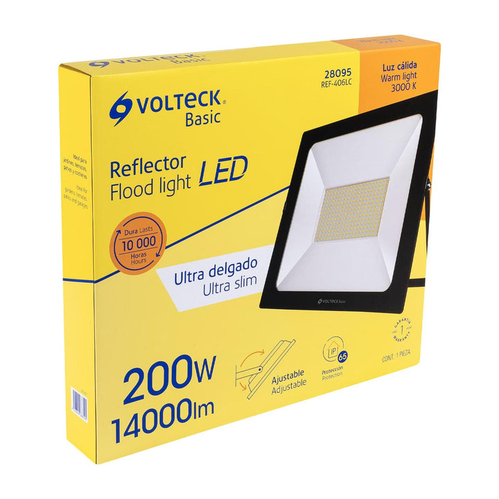 Reflector ultra delgado LED, 200W, luz cálida,Volteck Basic - Mundo Tool 