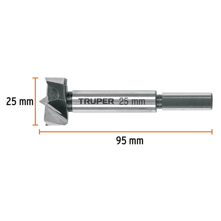 Broca forstner 25 mm para madera, Truper - Mundo Tool 