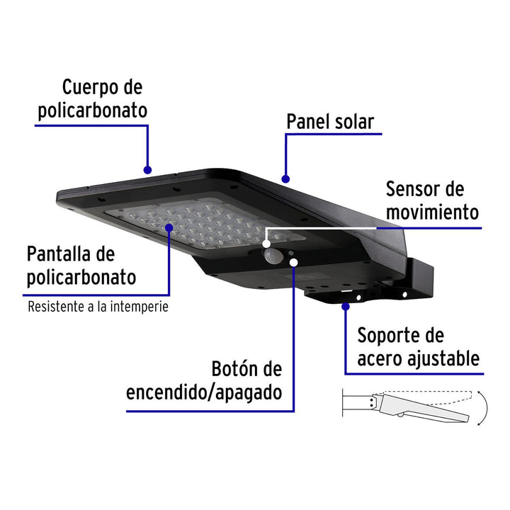 Luminario suburbano de LED 15 W con panel solar, Volteck - Mundo Tool 