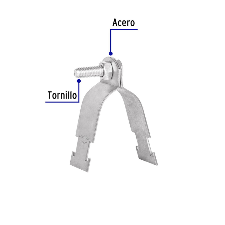 Abrazadera para unicanal de 1 1/2', Volteck - Mundo Tool 