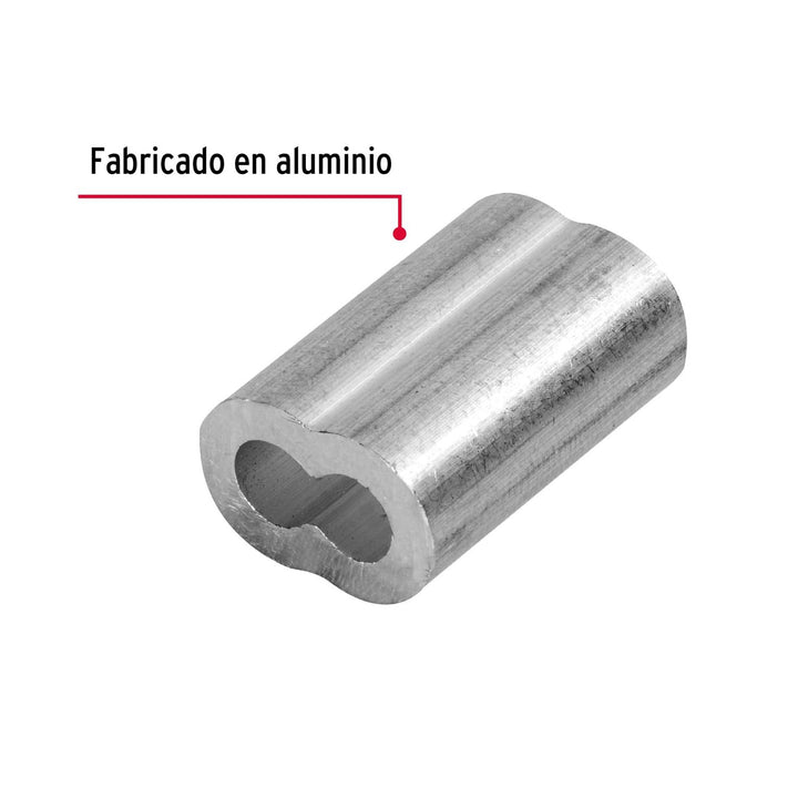 Bolsa con 50 casquillos dobles de aluminio, 3/32", Fiero - Mundo Tool 