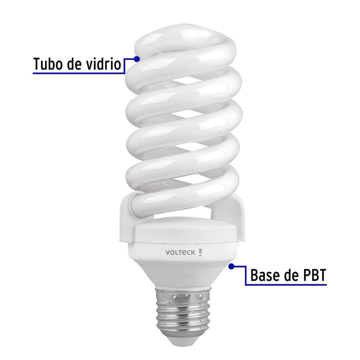 Foco 28w Espiral T4 En Caja 4 Piezas Volteck - Mundo Tool 