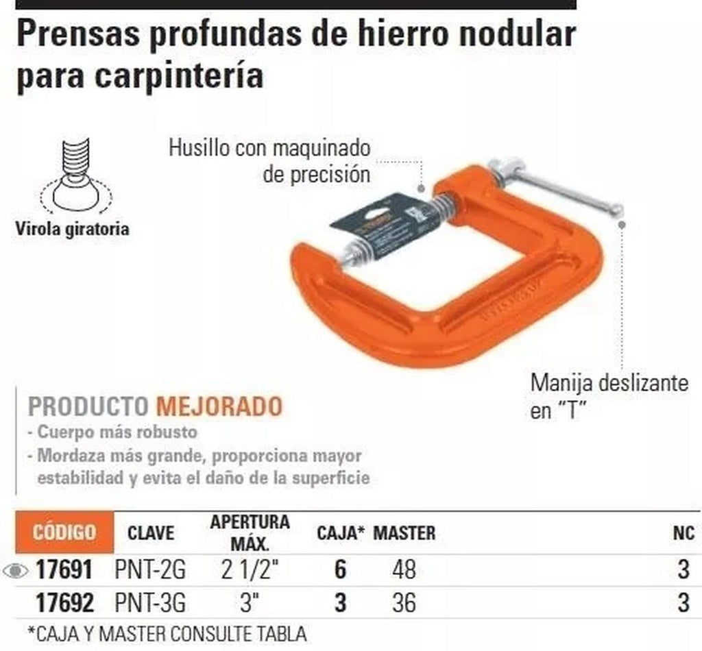 Prensa De Hierro Nodular 3' Garganta Profunda Truper - Mundo Tool 