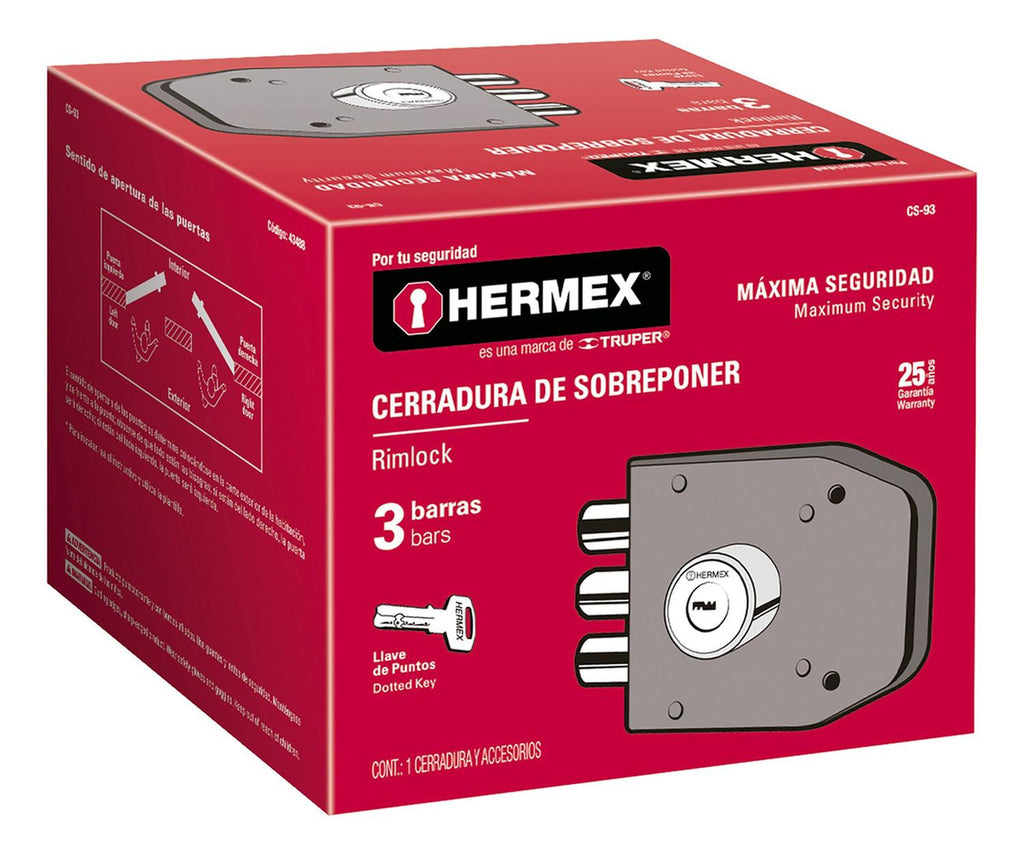 Cerradura De Sobreponer 3 Barras Hermex - Mundo Tool 