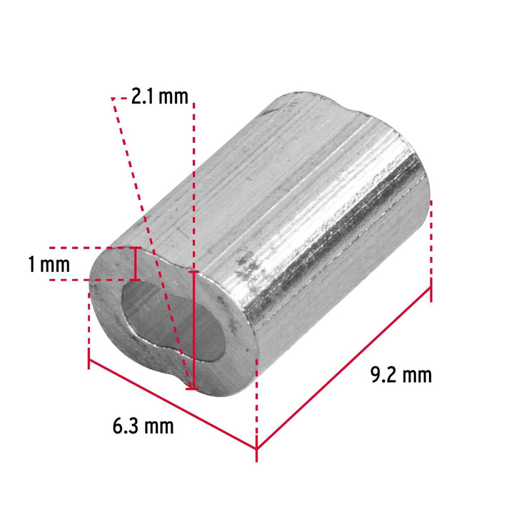 Bolsa con 50 casquillos dobles de aluminio, 1/16", Fiero - Mundo Tool 