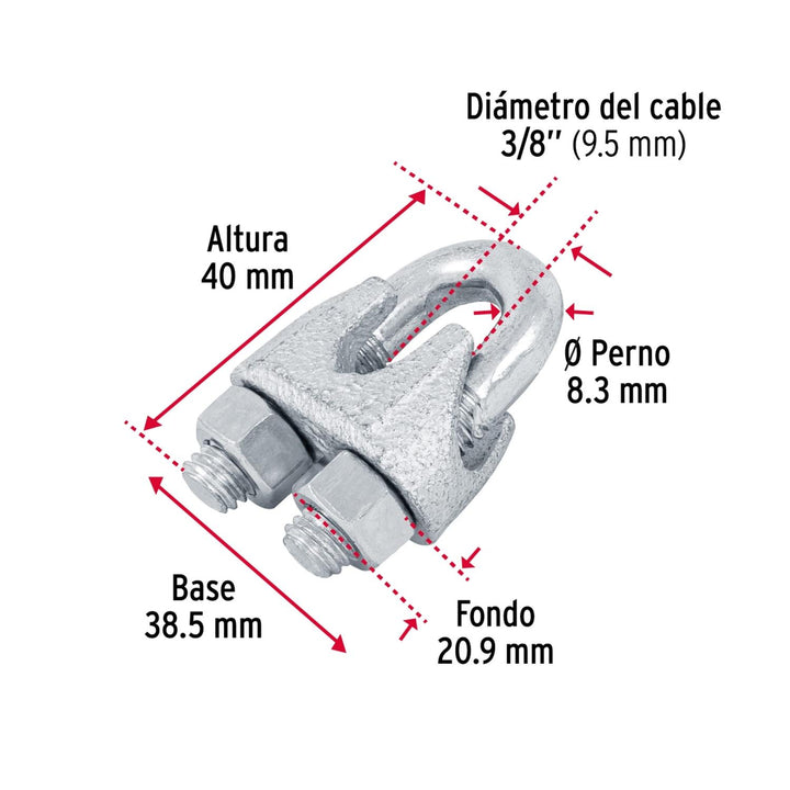 Nudo Para Cable De 3/8' Tarjeta Con 1 Pza Fiero - Mundo Tool 