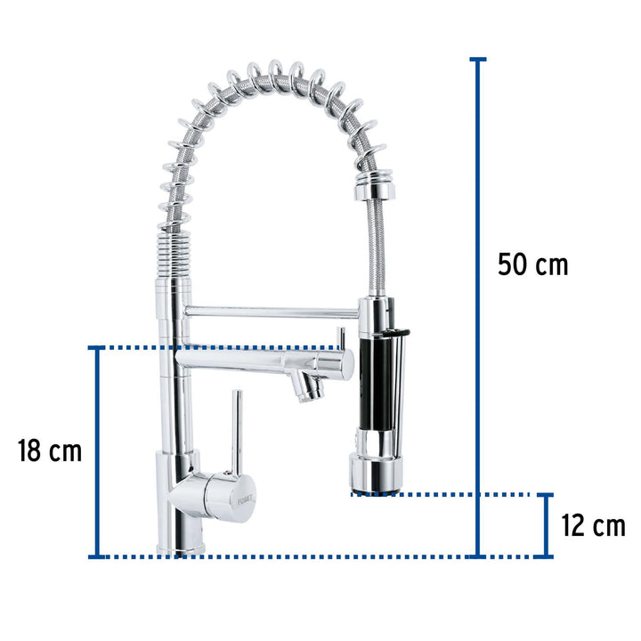 Monomando con doble salida para fregadero, Cromo, Element - Mundo Tool 