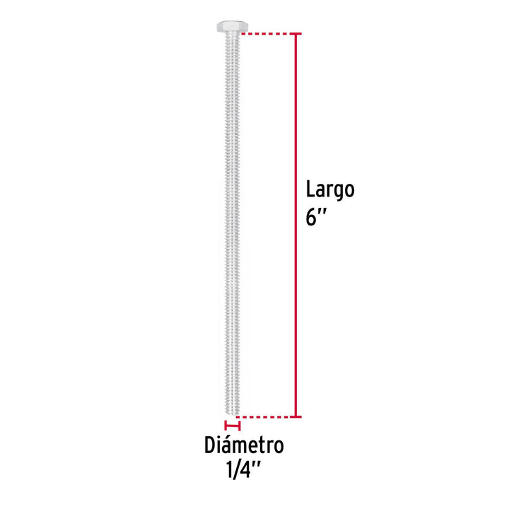 Tornillo tipo máquina, 1/4 x 6', bolsa con 20 pzas Fiero - Mundo Tool 