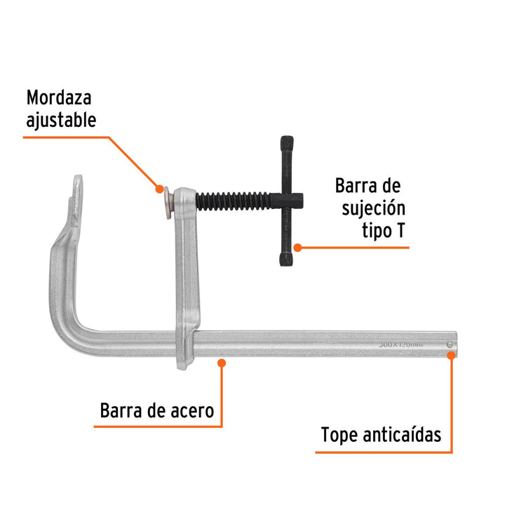 Prensa rápida tipo 'F' 12', uso rudo, Expert - Mundo Tool 