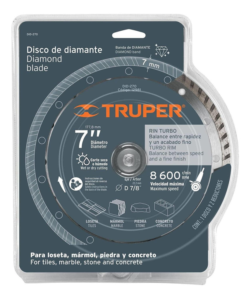 Disco De Diamante Rin Turbo Diámetro 7' Truper - Mundo Tool 