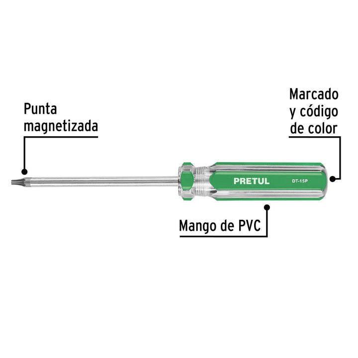 Desarmador punta Torx T 15 mango de PVC, Pretul - Mundo Tool 