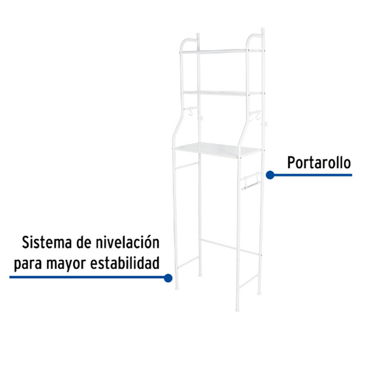 Mueble organizador blanco para baño con 3 repisas, Foset - Mundo Tool 