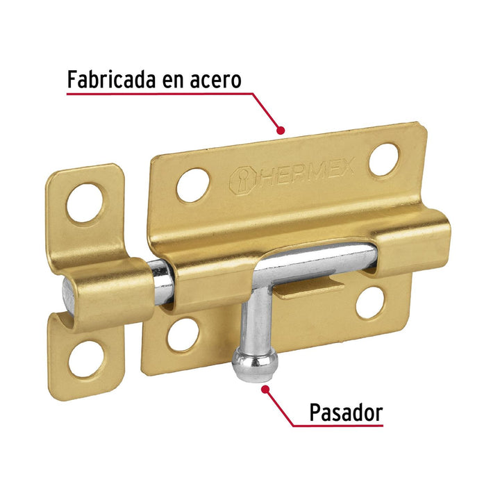 Pasador de barril de acero latón 3", Hermex - Mundo Tool 