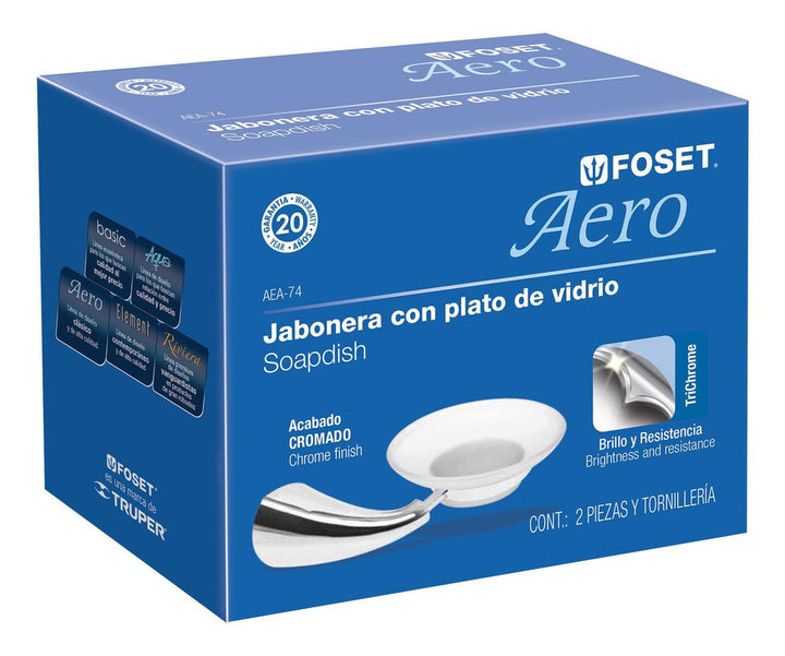 Jabonera Con Plato De Vidrio Línea Aero Foset - Mundo Tool 