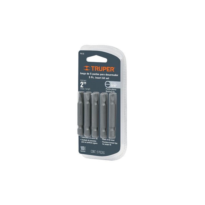 Puntas Planas 3/16 Largo 2' Con 5 Pzas Truper - Mundo Tool 