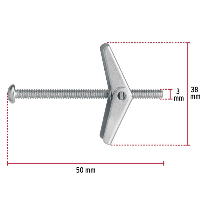 Sujetador tipo mariposa 1/8 X 2', bolsa 4 piezas Fiero - Mundo Tool 