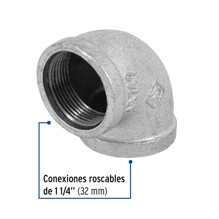 Codo 90°, acero galvanizado, 1-1/4' Foset - Mundo Tool 