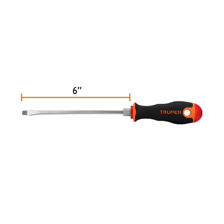 Desarmador plano 3/16" x 6" mango Comfort Grip, Truper - Mundo Tool 
