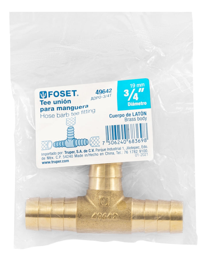 Tee Inserción De Latón Para Poliducto Negro, 3/4 - Mundo Tool 