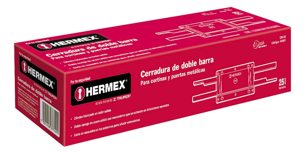 Cerradura Doble Barra Doble Cerrojo Hermex - Mundo Tool 