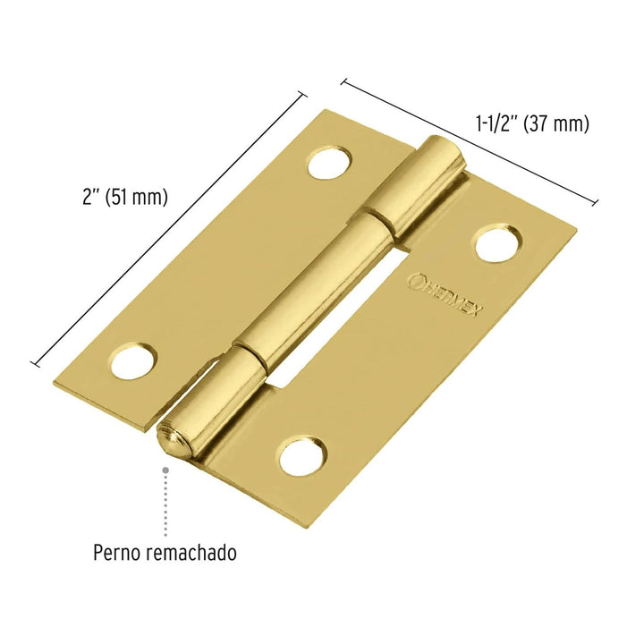 Bisagra Rectangular 2' Acero Latón Hermex - Mundo Tool 