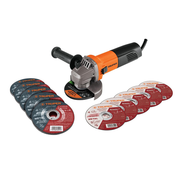 Esmeriladora 4-1/2' 850W c/5 discos de corte y 5 desbaste Truper - Mundo Tool 