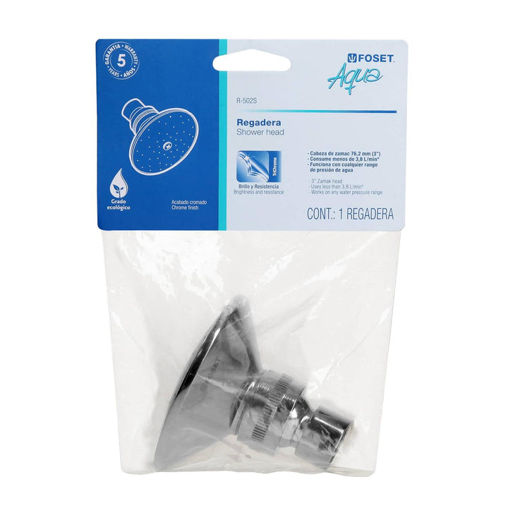 Regadera Redonda Zamak 3' Sin Brazo Aqua Foset - Mundo Tool 