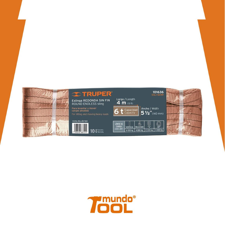 Eslinga redonda sin fin 6 ton x 4 m - Mundo Tool 