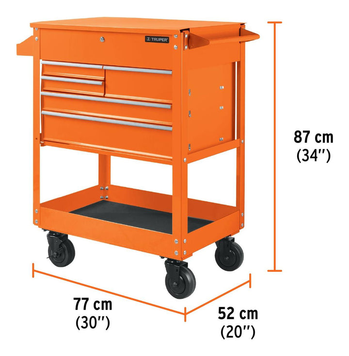 Gabinete Metálico Móvil Con 5 Cajones, Capacidad 320 Kg Trup - Mundo Tool 