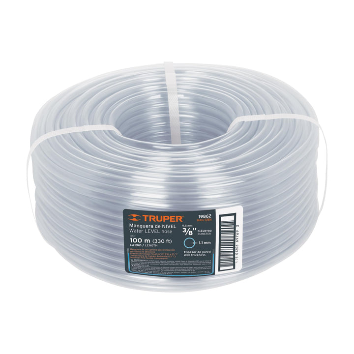Truper MAN-3/8N, Manguera de nivel rollo de 100m 3/8″ - Mundo Tool 