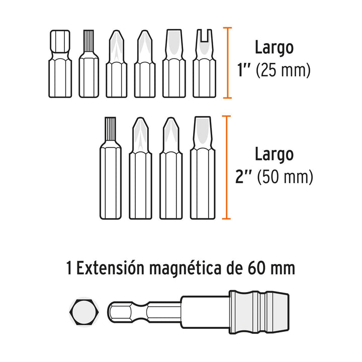 Juego de puntas mixtas 1" y 2", 80 piezas, Truper Expert - Mundo Tool 